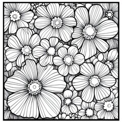 Zentangle Floral Coloring Page Simple Elegant   Coloring Book Illustration