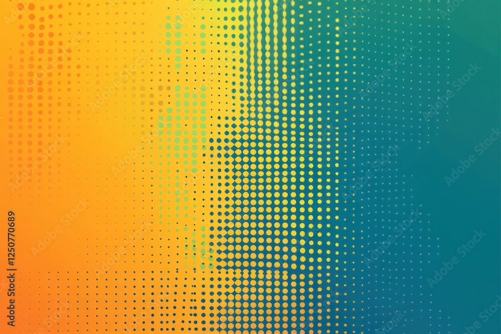 Poster abstract gradient background with dotted pattern in vibrant orange and teal hues