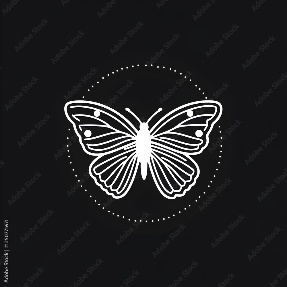 Poster linear icon with butterfly with linear wings
