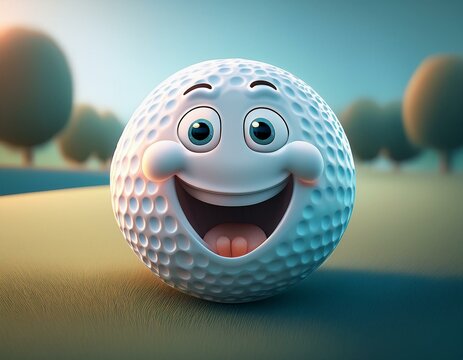 Animation of a smiling golf ball