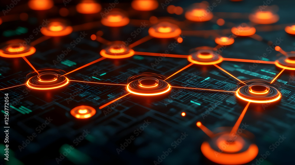 Poster abstract network connections on circuit board