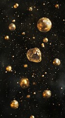 Spray particle atmosphere concept, Floating Golden Particles in a Dark Background Creating a Magical and Enchanting Atmosphere
