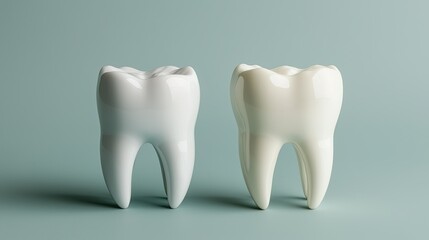 White and Cream Dental Models Representing Healthy and Unhealthy Teeth