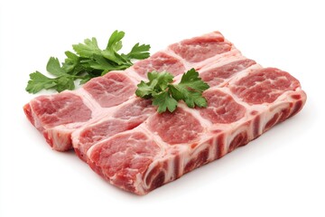Fototapeta premium Savory Chuleta de Cerdo: Juicy Pork Chop with Smoked Flavors and Fresh Herbs