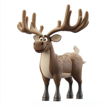 3D icon cartoon of a prehistoric elk megacerops isolated on white
