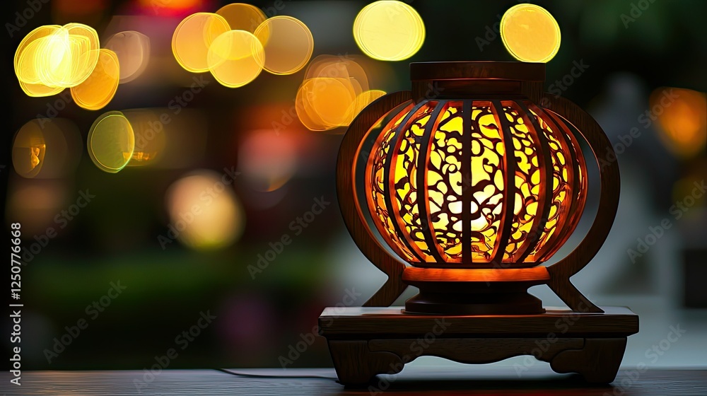 Poster Elegant Lantern with Intricate Design and Soft Bokeh Background