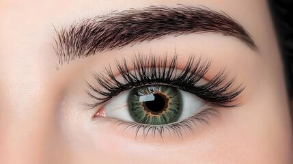 Obraz premium Captivating Lashes A Vibrant Eye and Natural Beauty Showcasing Intricate Mascara Application for Enhancing Elegant Feminine Aesthetics