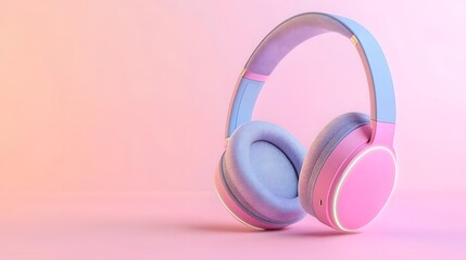 Cutting edge 3D showcasing wireless headphones levitating amid soft vibrant neon highlights capturing a futuristic and technologically advanced visual concept