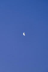 crescent moon in the sky before sunrise