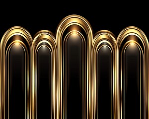 Gold arches, elegant, dark background, display, product presentation