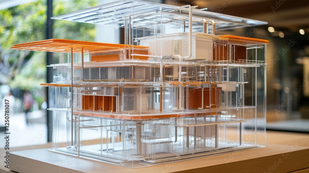 Poster architectural model displaying modern design and innovative structure