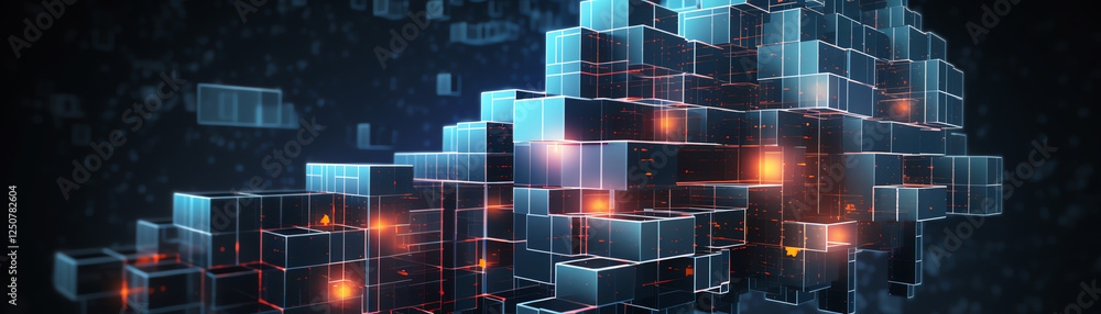 Aufkleber a captivating abstract representation of digital cubes, illuminated with vibrant colors, showcasing 