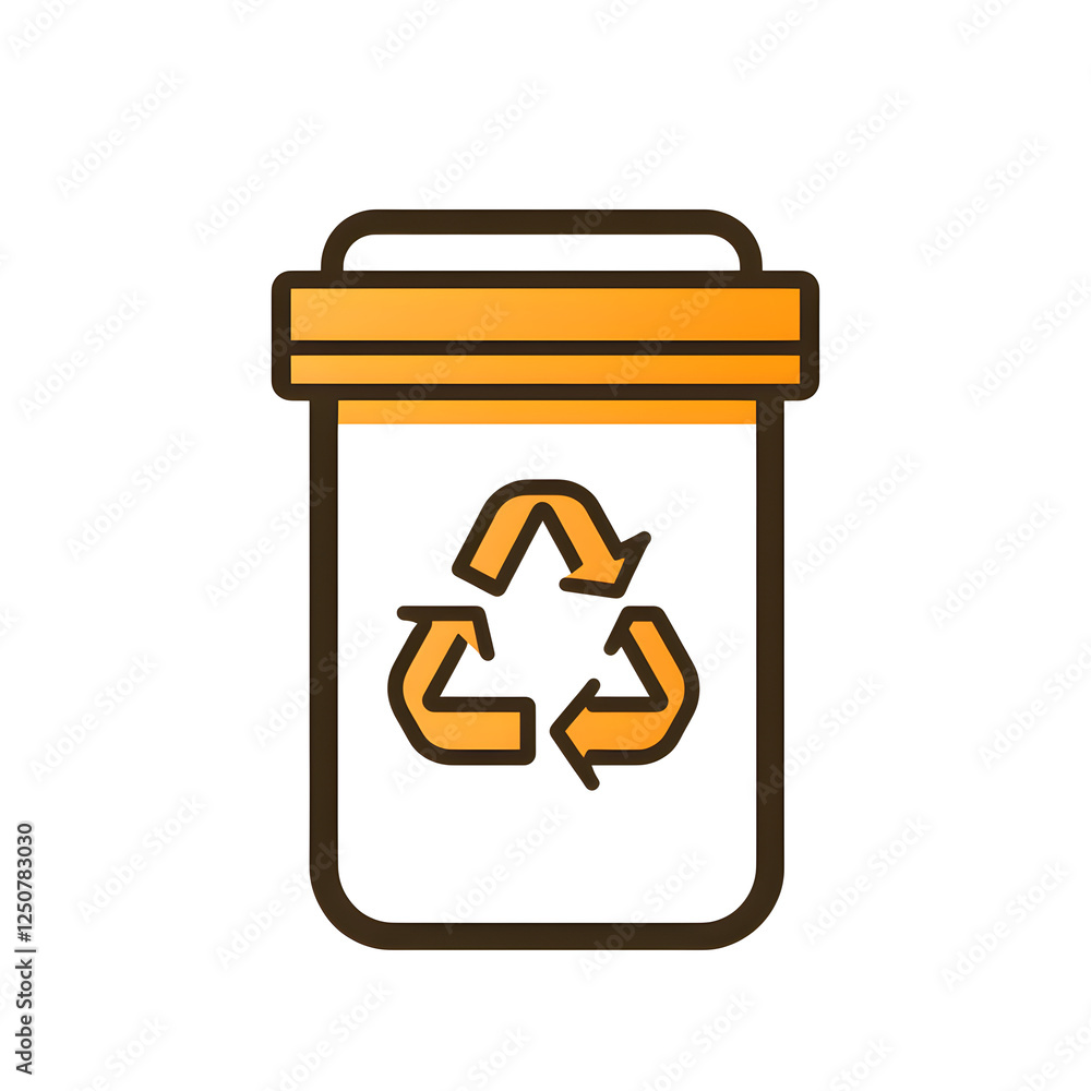 Poster linear icon with compost bin with arrows