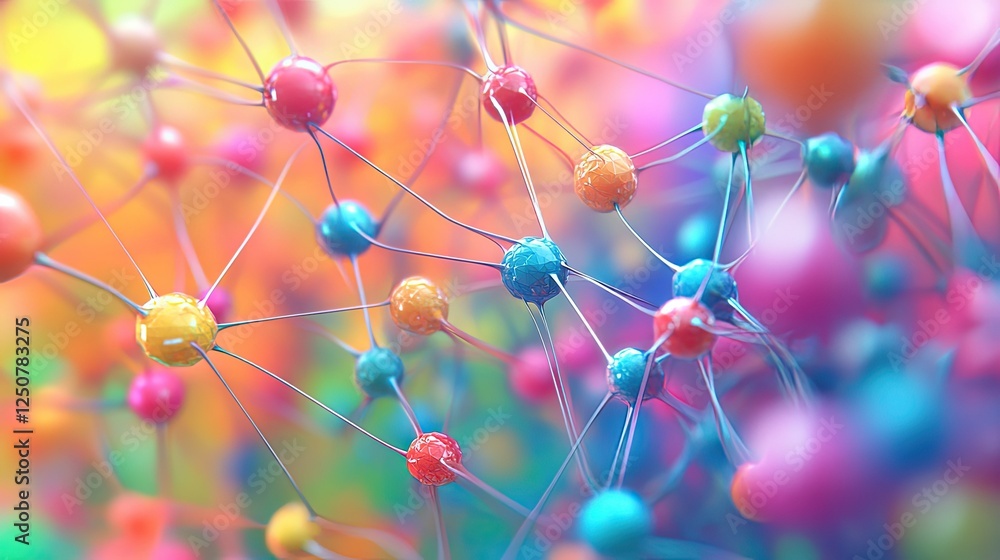 Poster colorful molecular structure with soft focus background effect
