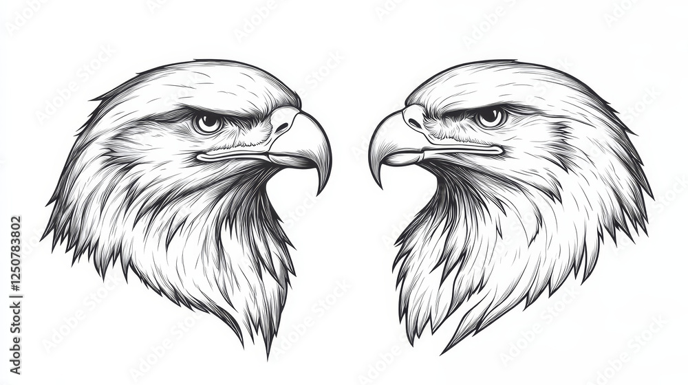 Poster heraldic eagle head on two variations for medieval concept design. vector version also available in 
