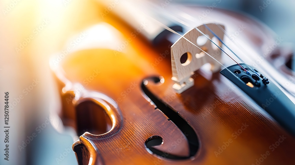 Aufkleber close up of a violin showcasing intricate details and warm wooden tones in soft lighting : generativ