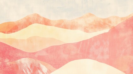 Abstract Mountain Landscape with Soft Hues and Layered Forms