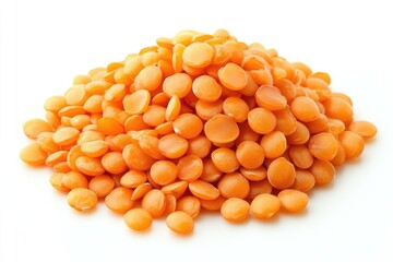 Isolated Brown Lentils Piled on White Background - A Healthy Vegetarian Grain for Your Kitchen