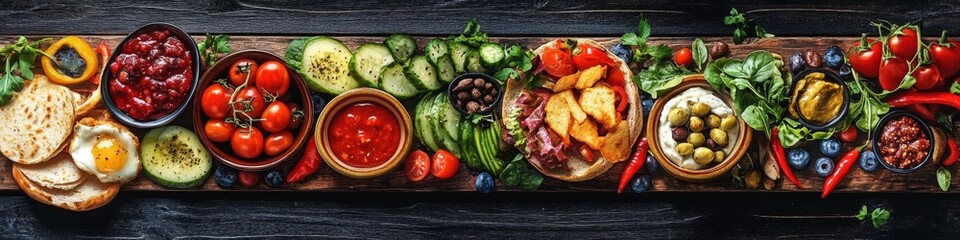 Vibrant Vegan Selection A Colorful Array of Plant-Based Foods, Sauces, and Fresh Ingredients