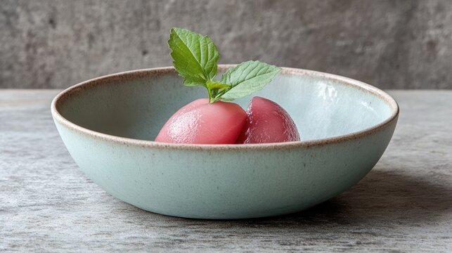 A pastel-colored dish with a single tablespoon of blended pears.