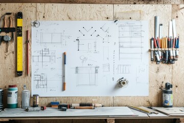 Renovation expenses breakdown and planning sketches for home improvement. Generative AI