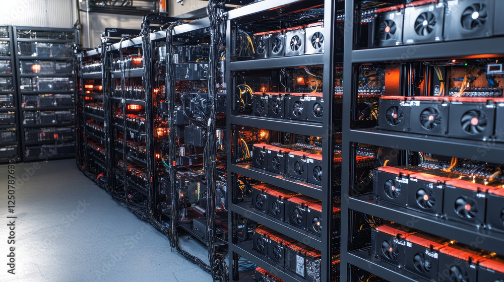 Poster bitcoin cloud mining, cryptocurrency blockchain technology and crypto payment network. vector crypto