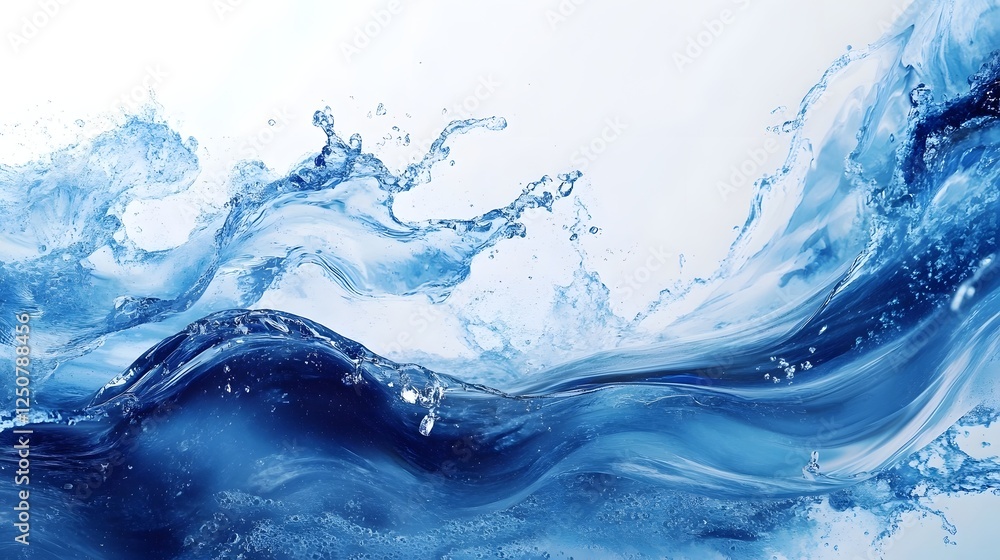 Aufkleber Crashing blue ocean waves with dynamic fluid motion and splashing foam  Powerful turbulent water flow creating an abstract elegant and beautiful natural seascape background