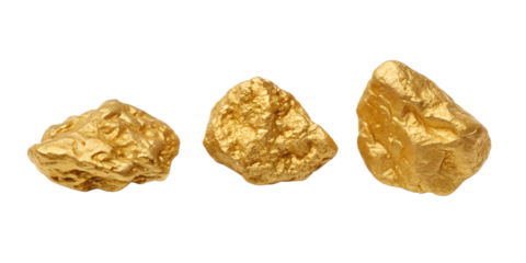Gold Nugget Grains on White, Shimmering Precious Metal, Natural Gold Pieces, PNG Transparent