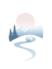 Naklejka premium river mountain sun logo 