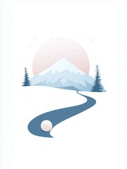 Obraz premium river mountain sun logo 