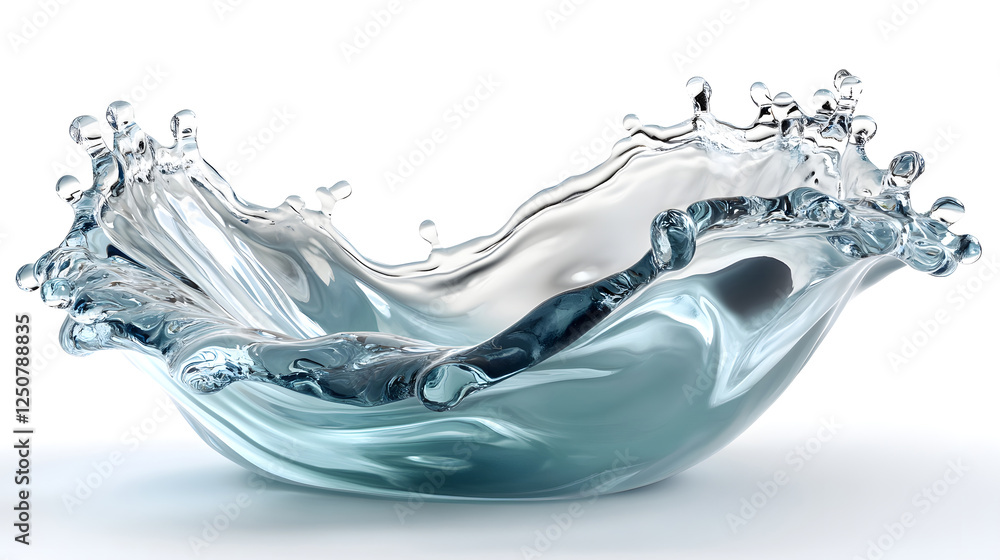 Poster Dramatic and dynamic water splash motion and fluid flow in an abstract art and design background  Energetic powerful and refreshing water effects