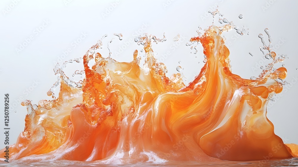 Fototapete Dramatic image showcasing an explosive burst of vibrant orange flames and water splashing in dynamic chaotic motion  The intense fiery liquid appears to be in a state of turbulent transformation