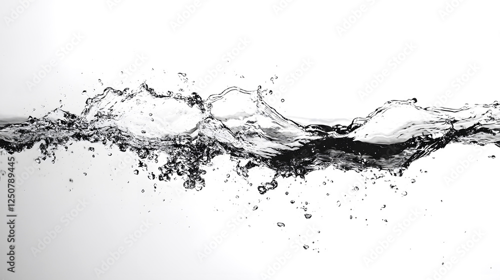Poster dramatic splash of flowing water creating dynamic abstract patterns textures and movement swirling c