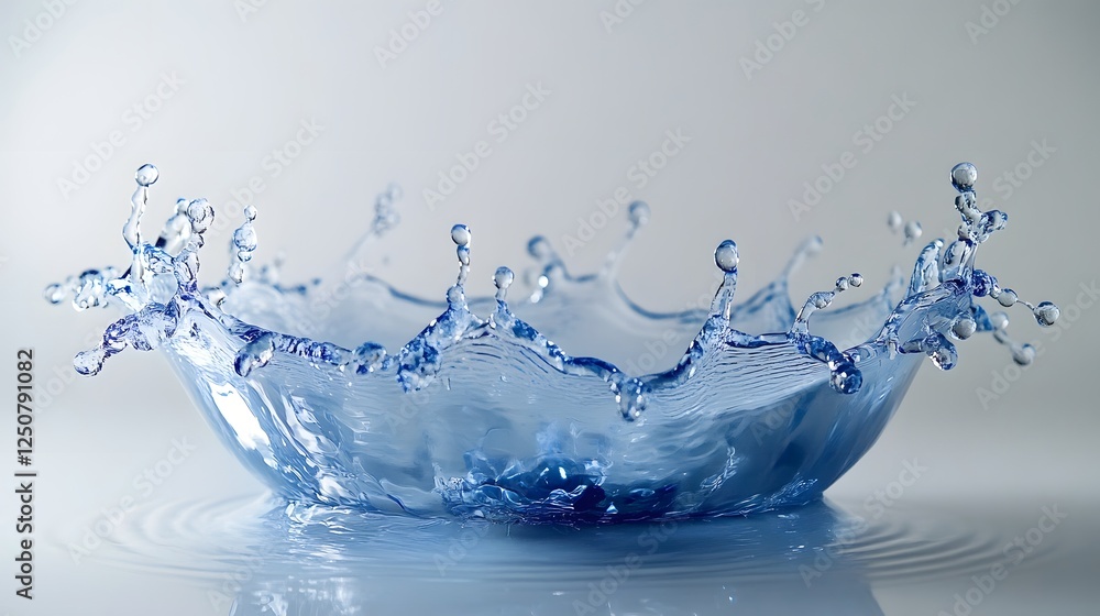 Poster Elegant splash of flowing blue liquid in dynamic motion creating a captivating abstract expression of natural power and energy