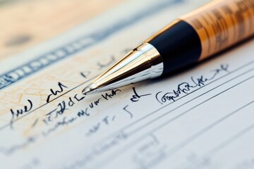 Close-up view of a signed contract showcasing a home renovation project. Generative AI