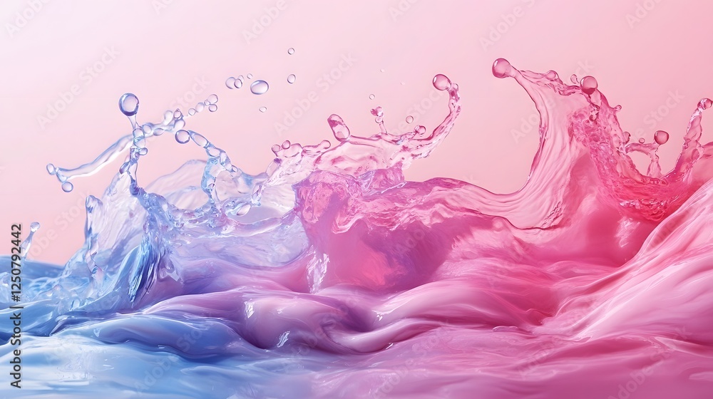Aufkleber mesmerizing liquid waves of vibrant pink and blue splash against a digital backdrop this abstract an