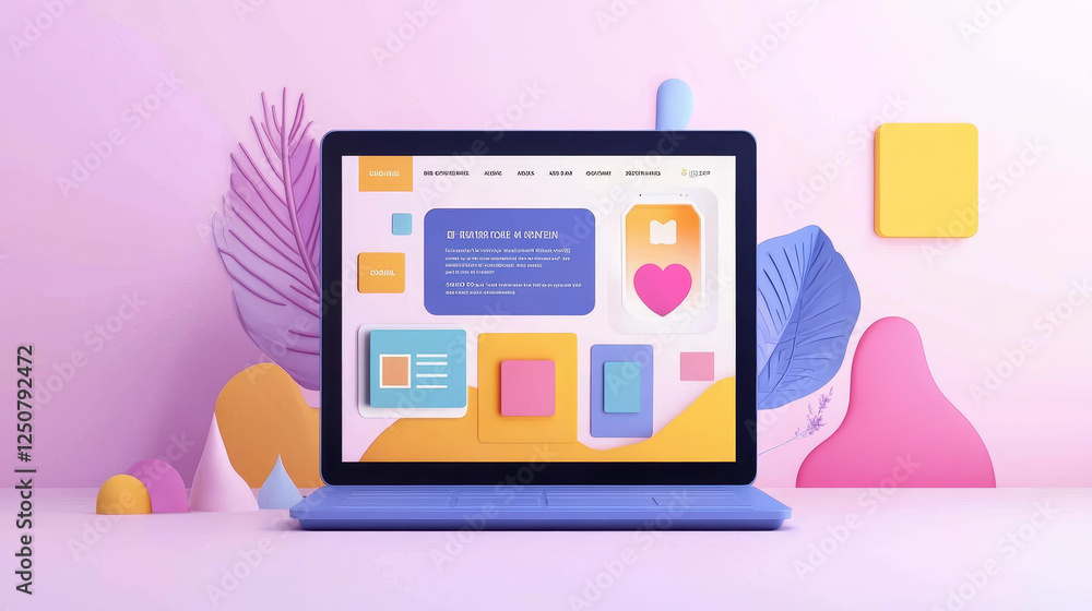 Poster abstract geometric memphis landing page. business project website template, startup launch landing p