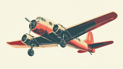 Aviation symbol or insignia with retro airplane, suitable for transportation and aircraft design