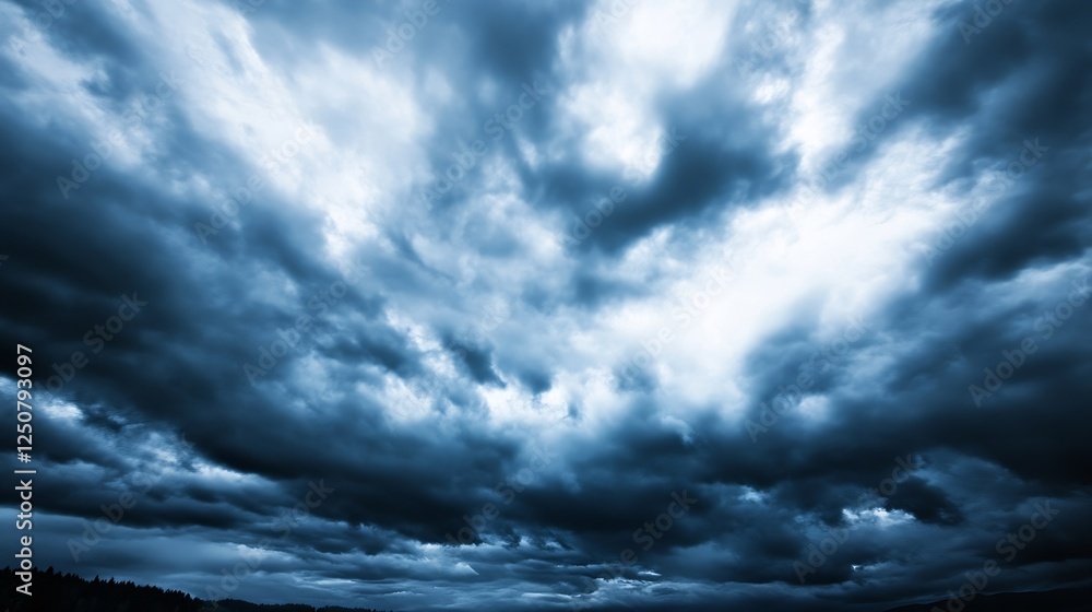 Poster Dramatic Stormy Sky with Dark Clouds and Dynamic Weather Patterns : Generative AI