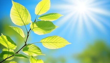 Spring Awakening Vibrant Green Leaves Unfurling in Backlit Sunlight with Shallow Focus