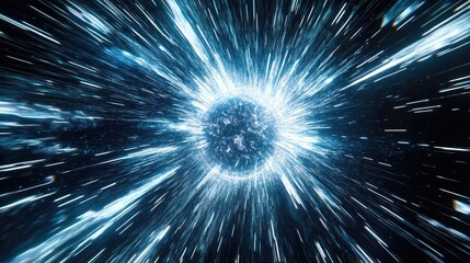 Fototapeta premium Cosmic Explosion of Light and Energy in Dark Space Background