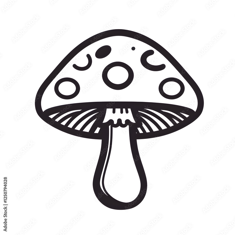 Poster linear icon with mushroom with simple details