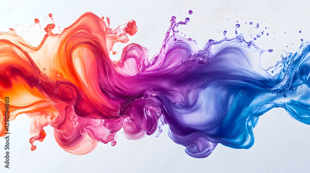 Poster Vibrant and dynamic abstract image showcasing a fluid splash of colorful paint in vivid motion creating a mesmerizing visual experience  This digital art features a captivating blend of colors shapes