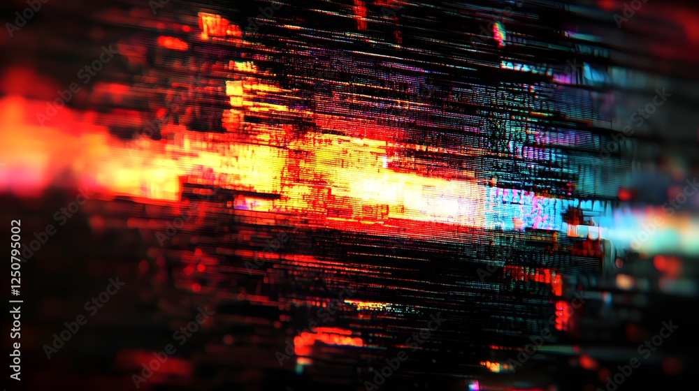 Aufkleber Vibrant digital abstract with blurred dynamic streaks of colorful light and energy  Futuristic glitch like visuals with a sense of power movement and digital technology