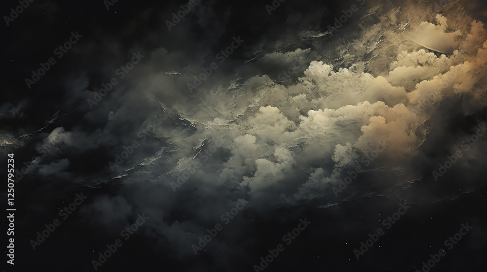 Aufkleber a dramatic view of dark and moody clouds swirling in the sky. the interplay of light and shadow crea