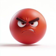 3D icon cartoon emoji of an angry red face with furrowed brows, isolated on a white background