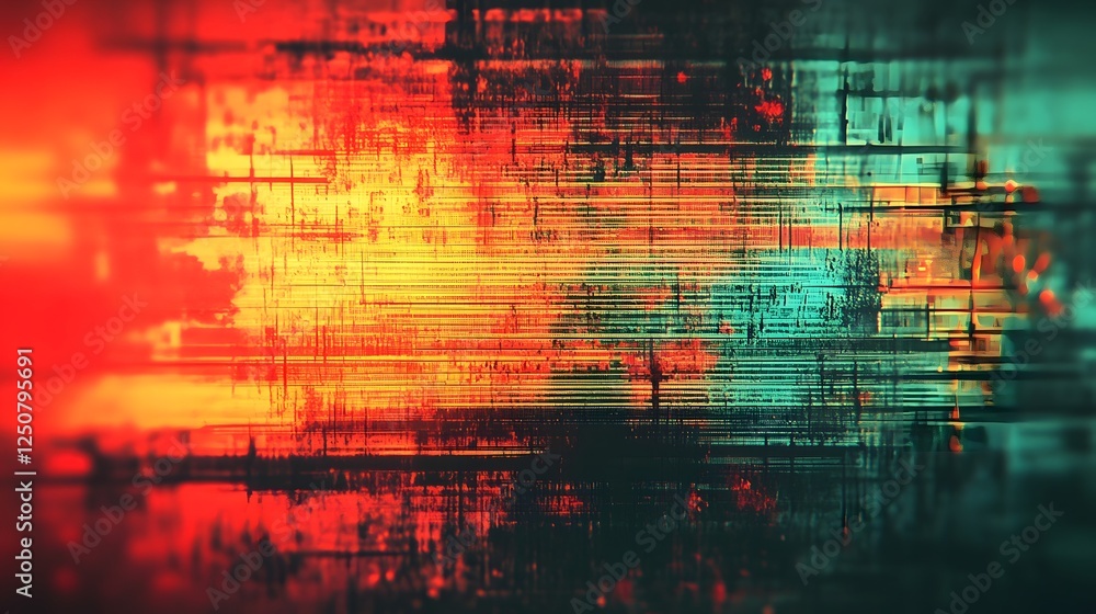 Poster Vibrant Digital Glitch Art Pattern with Geometric Fractal Design  Abstract contemporary futuristic digital art background with colorful dynamic technology inspired motifs