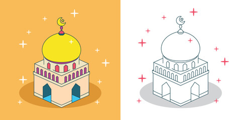 a symmetrical simple mosque for design element 
