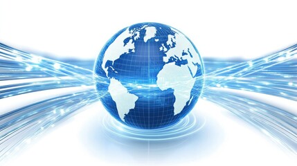 Digital Globe with Data Flow and Abstract Light Effects