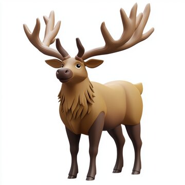 3D icon cartoon of a prehistoric elk megacerops isolated on white